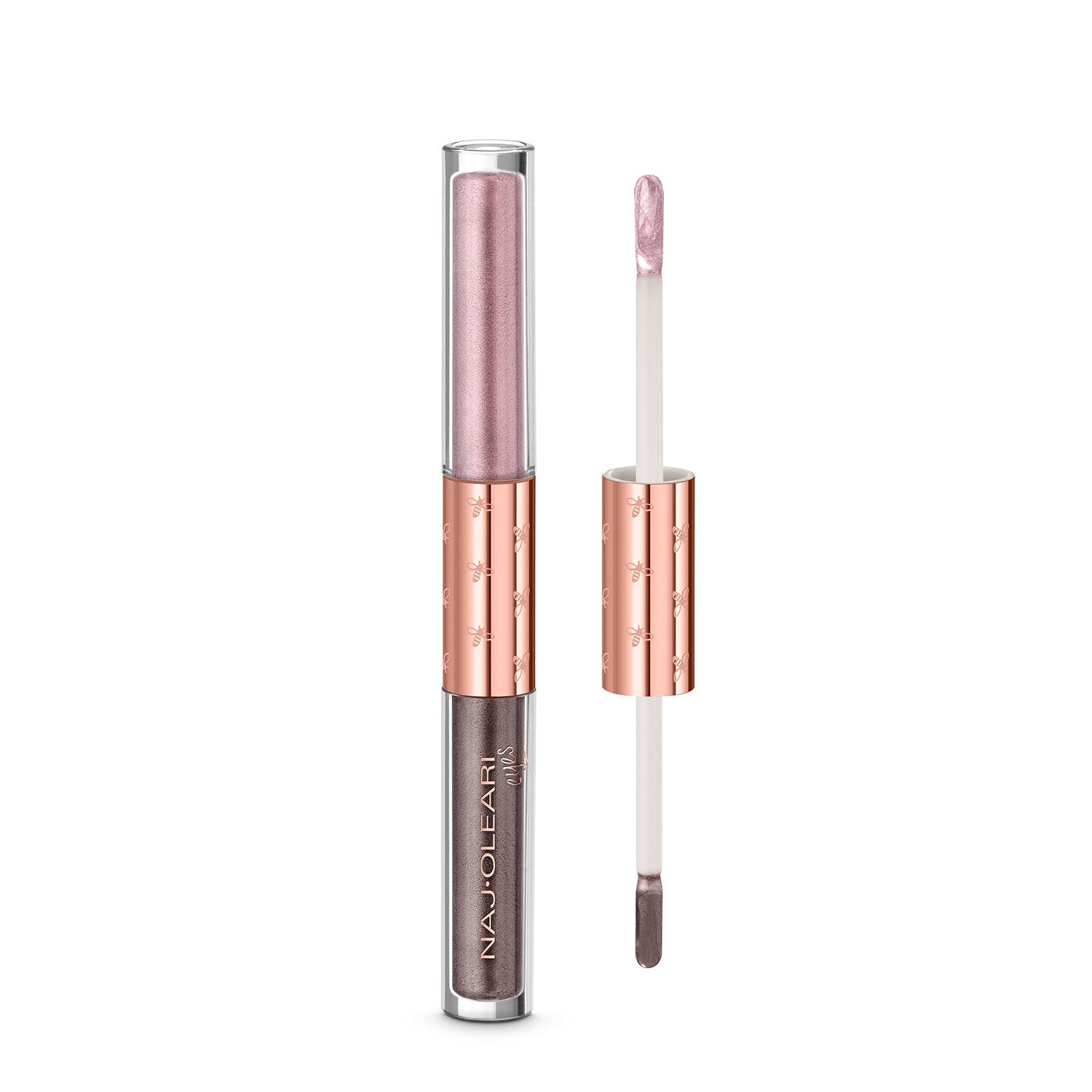 Naj Oleari Beauty - Makeup - Shiny Duo Liquid Eyeshadow 02-Grigio-&-Rosa 02-Grigio-&-Rosa